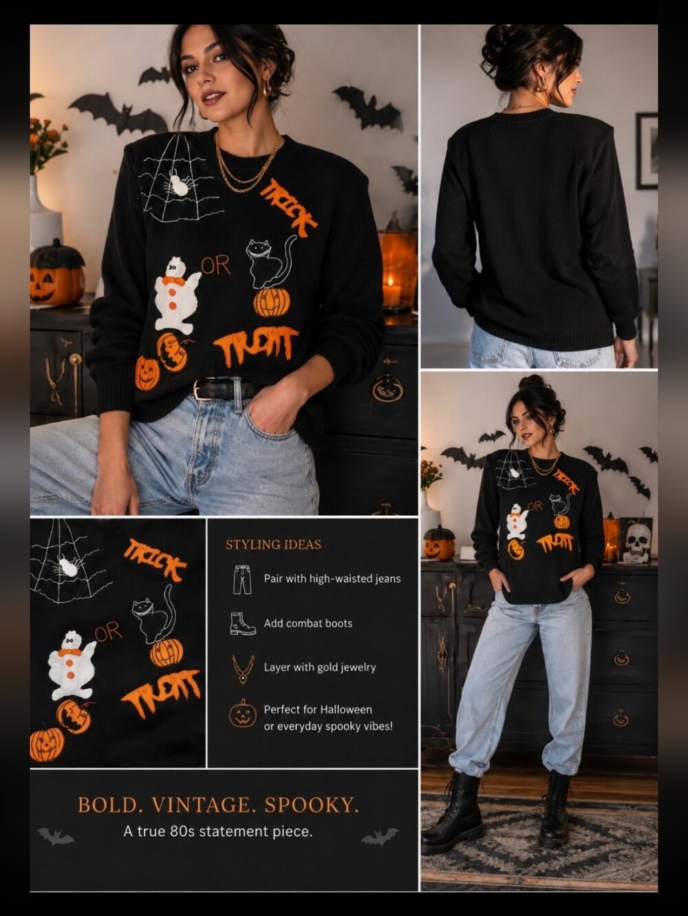 1980s Shenanigans ~ Vintage Sweater | Shoulder Pads | Halloween Knit